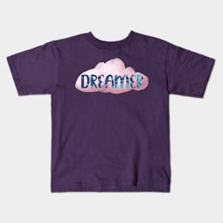 Dreamer cloud baby pink and blue quote Kids T-Shirt